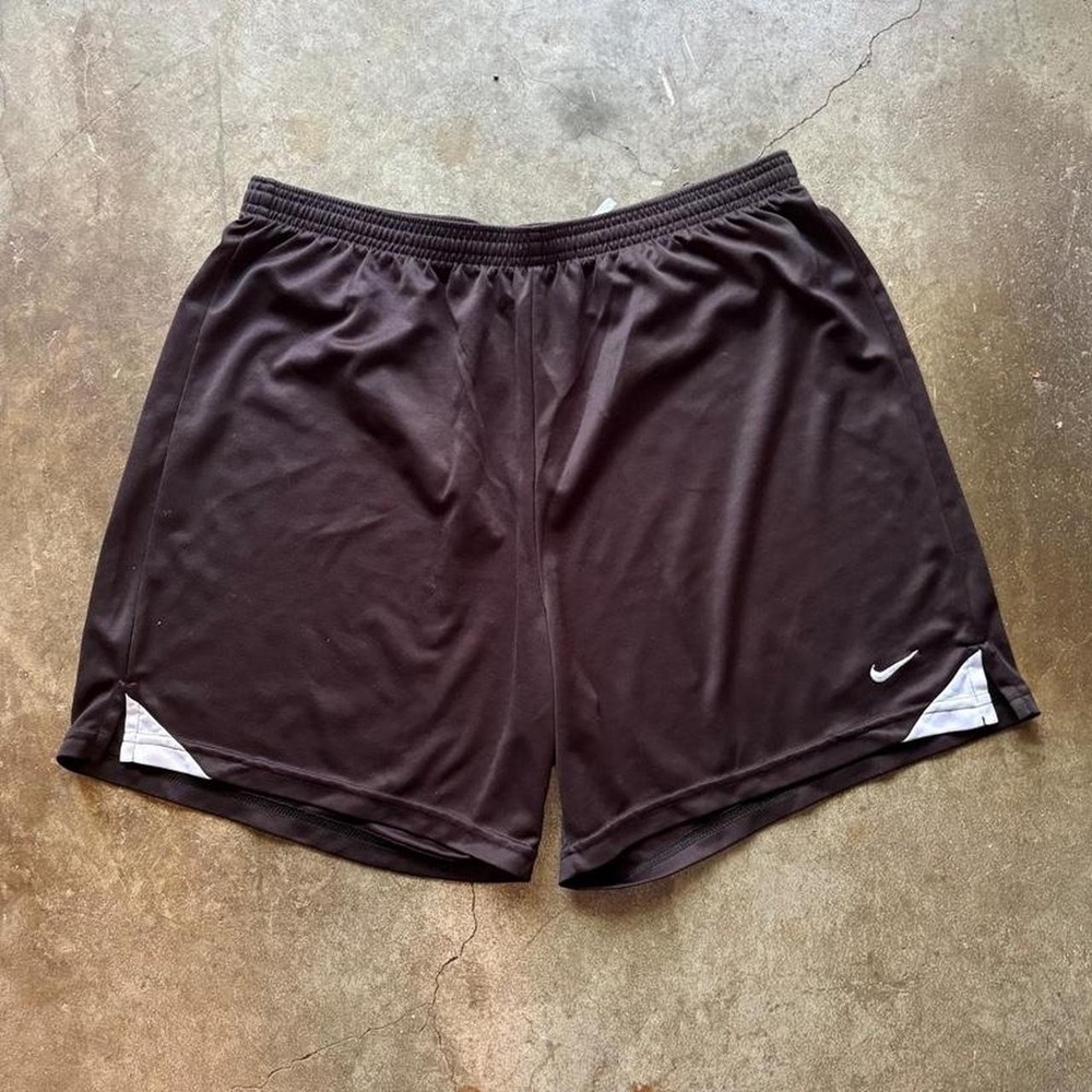 Vintage Y2K Nike black shorts with white embroidered swoosh   Womens Size Large